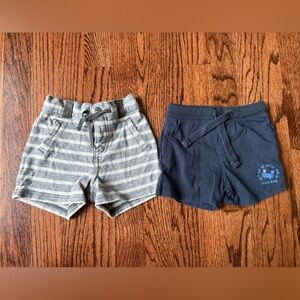 Pair of Baby Boy Gray Striped and Blue Casual Shorts - 6-12 months